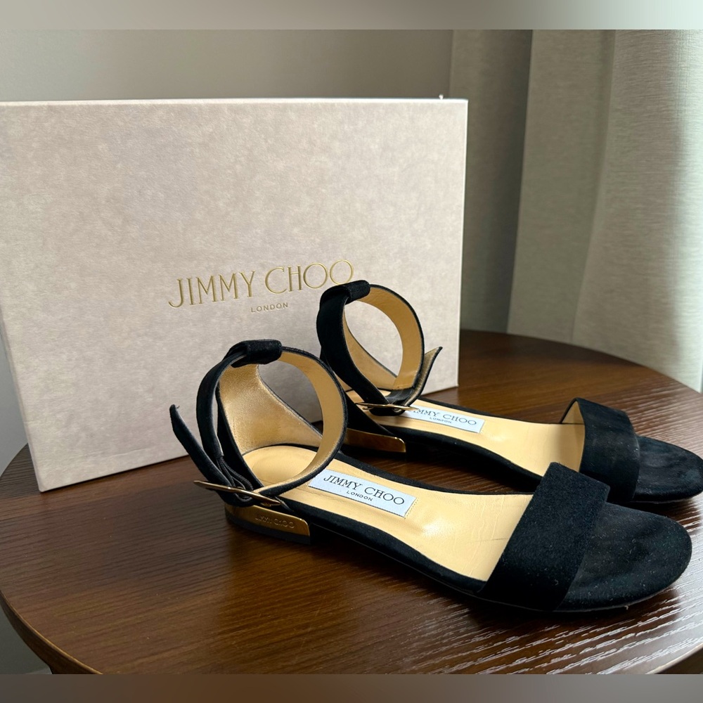 Jimmy Choo black suede Jaimie flat